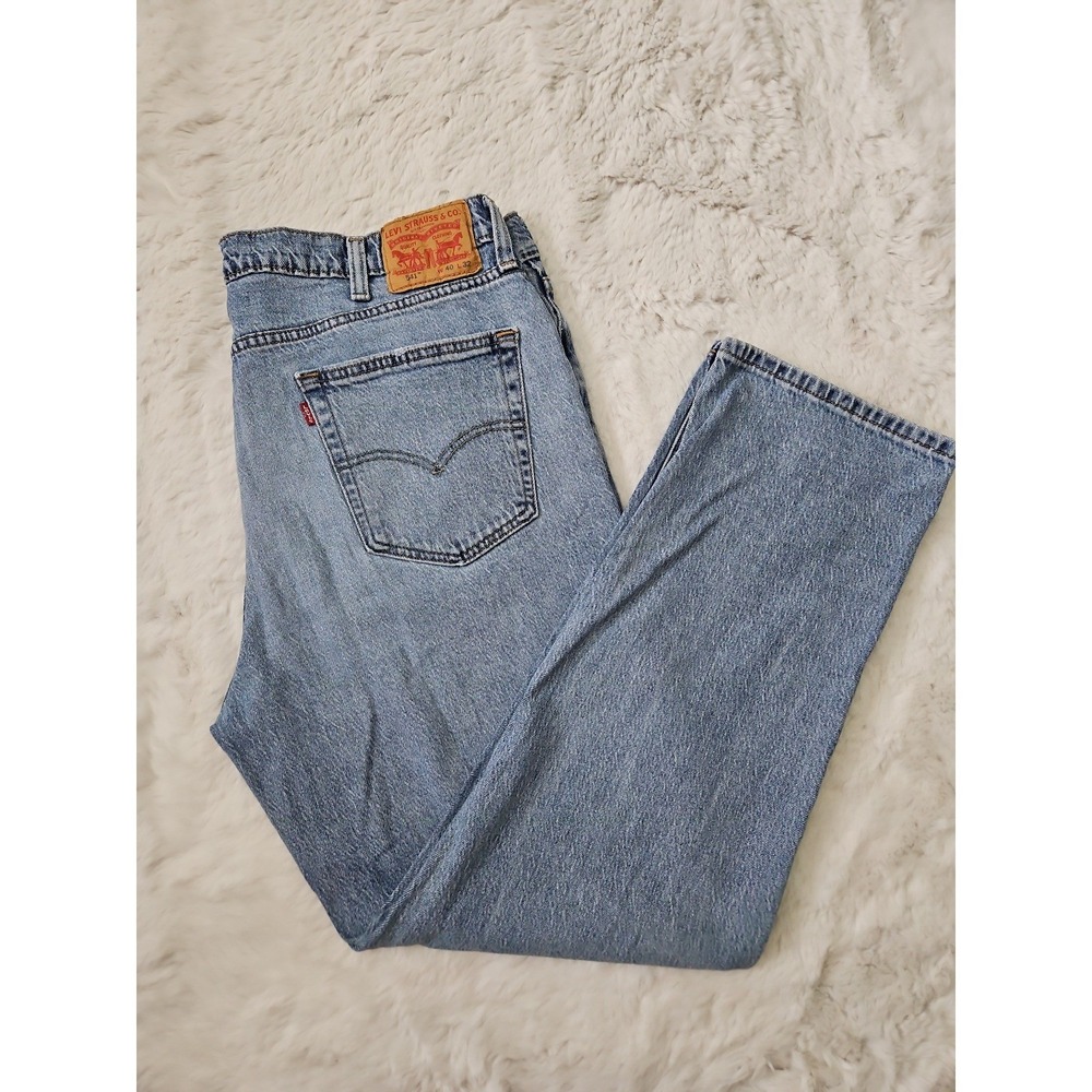 Levi's Straight Leg‎ Denim Jeans Mens 40x32 Light Wash Stretch Denim Everyday
